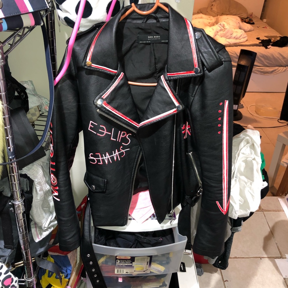Graphic Zara Faux Leather Jacket